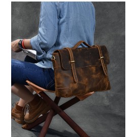 Leather Briefcase Men Messenger Bag