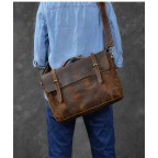 Leather Briefcase Men Messenger Bag