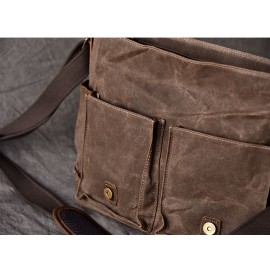 Waxed Canvas Leather Messenger Bag