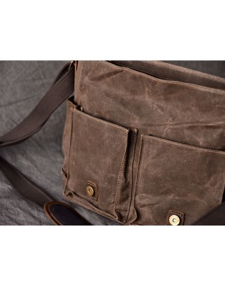 Waxed Canvas Leather Messenger Bag