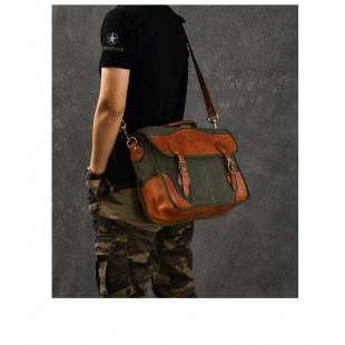 Waxed Canvas Leather Messenger Bag