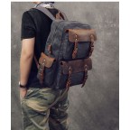 Canvas Backpack Men Leather