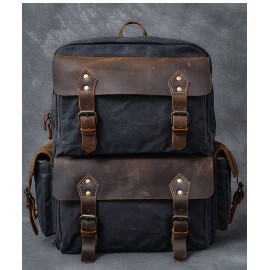 Canvas Backpack Men Leather